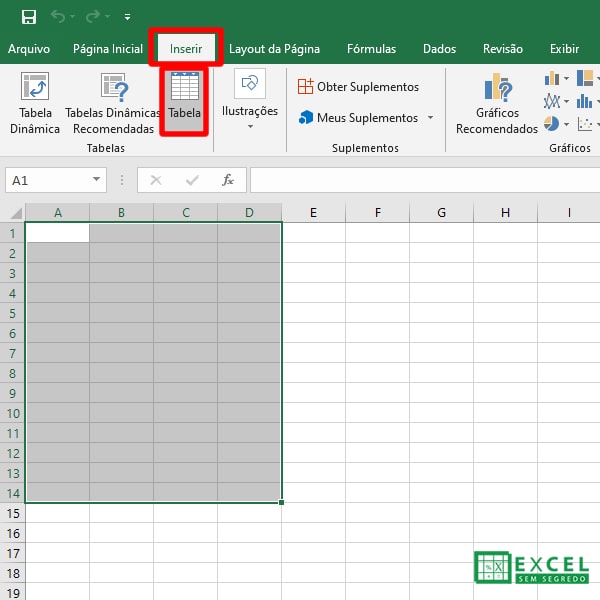 Tabela em excel